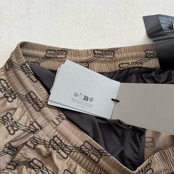 Balenciaga Swimwear Monogram BB Water Swim Shorts Brown Size Large 34 NEW - Picture 11 of 11